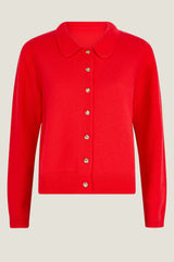 Cashmere Blend Collared Cardigan | Red