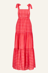 Tabitha Organic Cotton Striped Dress | Red/Pink
