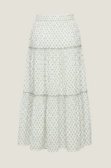APPROVED Bea Printed Organic Cotton Skirt | Lixus White/Sage - Aspiga