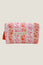 Large Block Print Wash Bag | Linear Botanical Orange/Pink