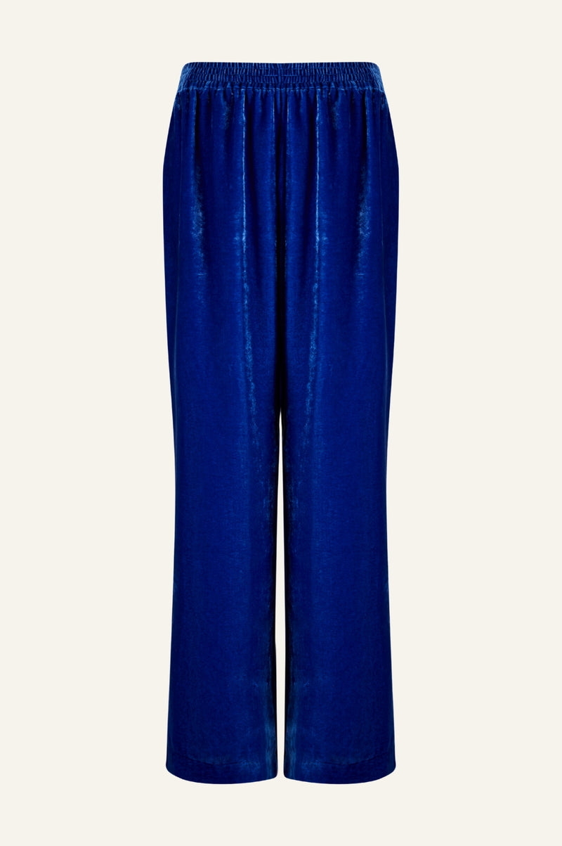 Velvet Side Stripe Trousers | Azure Blue