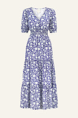 APPROVED * Billie Short Sleeve Organic Cotton Dress | Blue/White - Aspiga