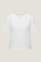 Broderie Cotton T-Shirt | Ivory - Aspiga