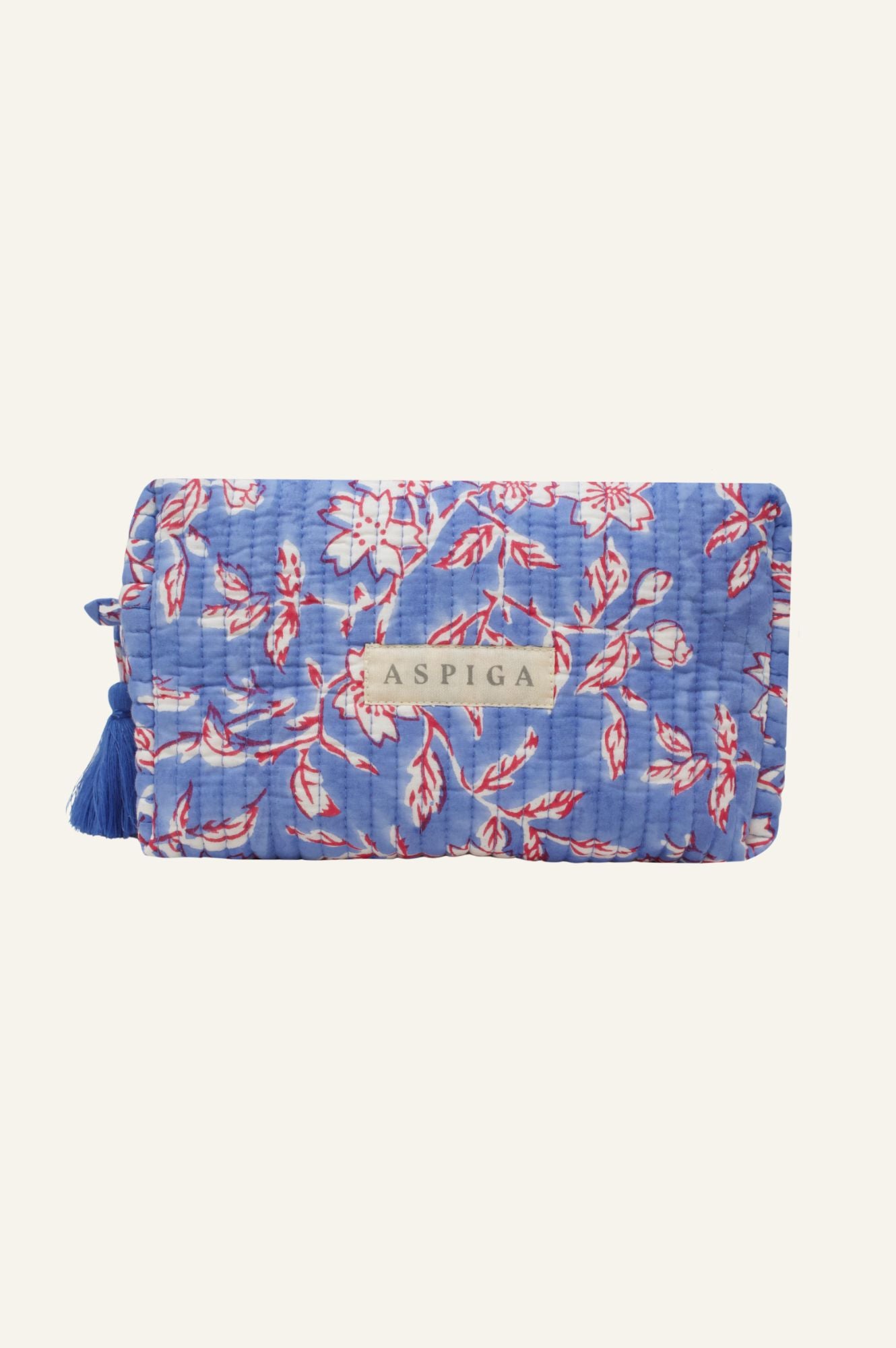 Block Print Medium Wash Bag | Japanese Flower Marina Blue