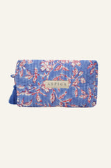 Block Print Medium Wash Bag | Japanese Flower Marina Blue