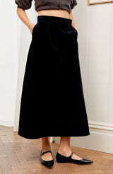Caro A-Line Cord Skirt | Black