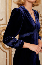 Lorna Velvet Lace Dress | Navy