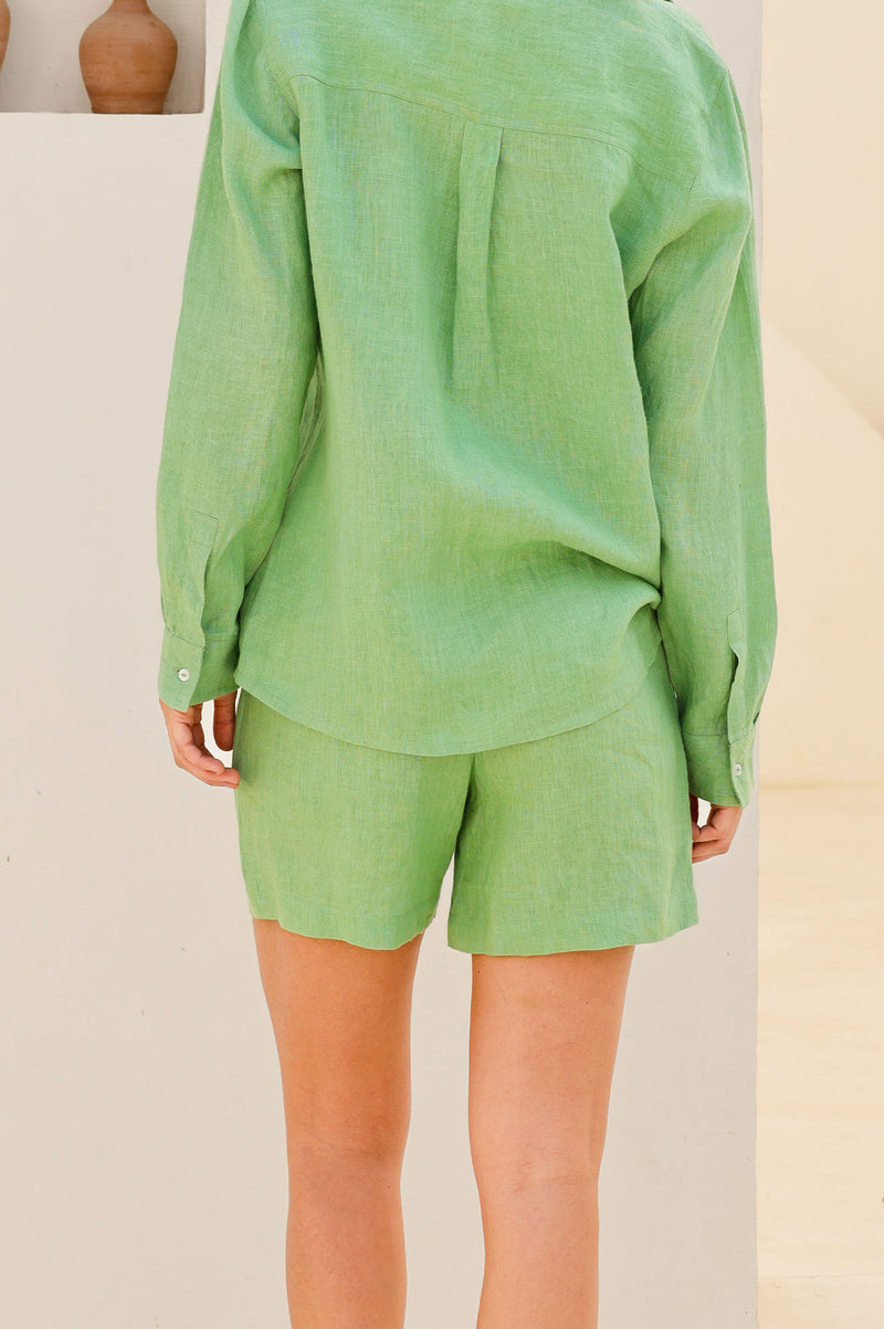 Alexandra Short Linen Shorts | Green