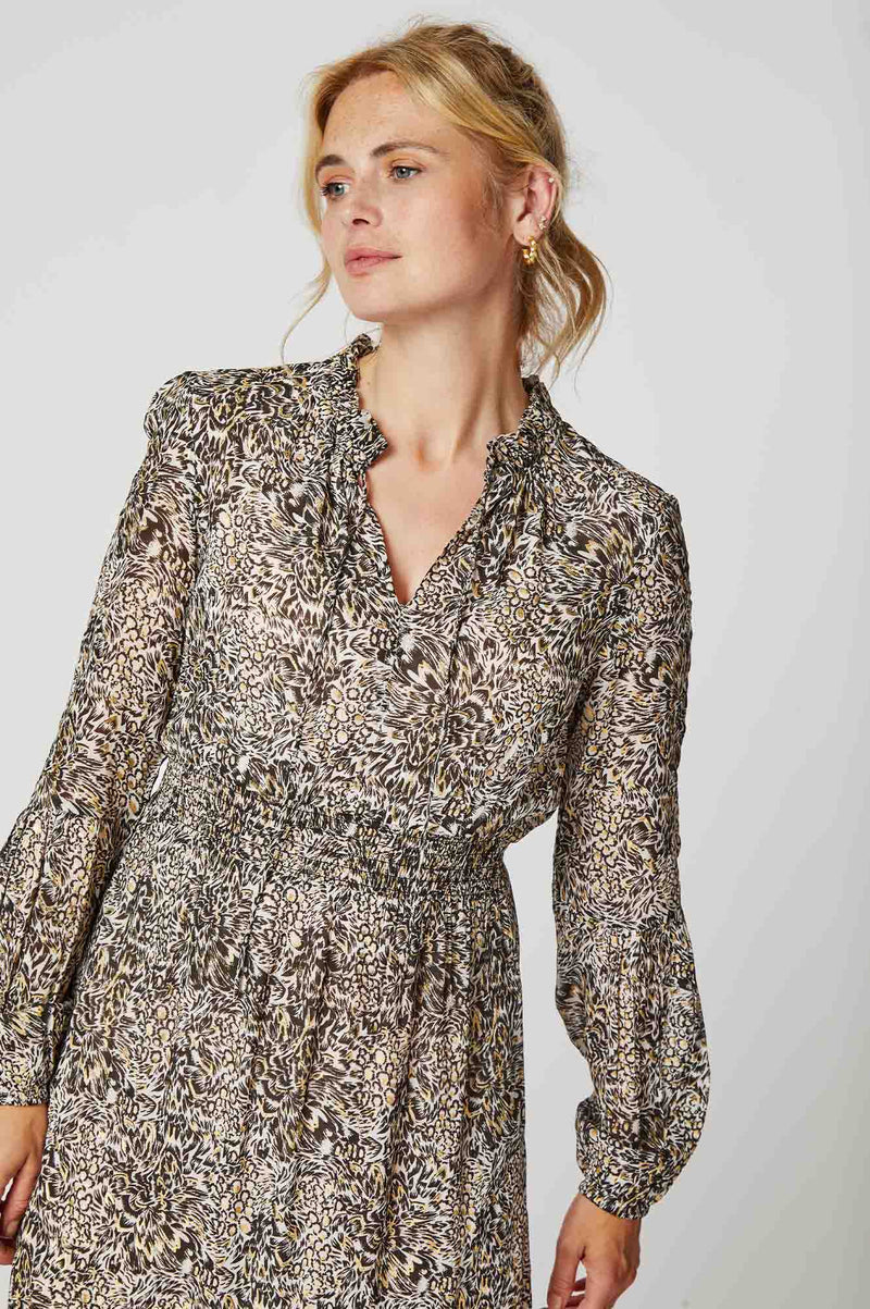 Ana Lamu Gold Dress | Beige/Gold