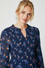 Arabelle Dress | Budding Paisley Navy/Orange