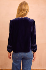 Claudette Velvet Lace Blouse | Navy