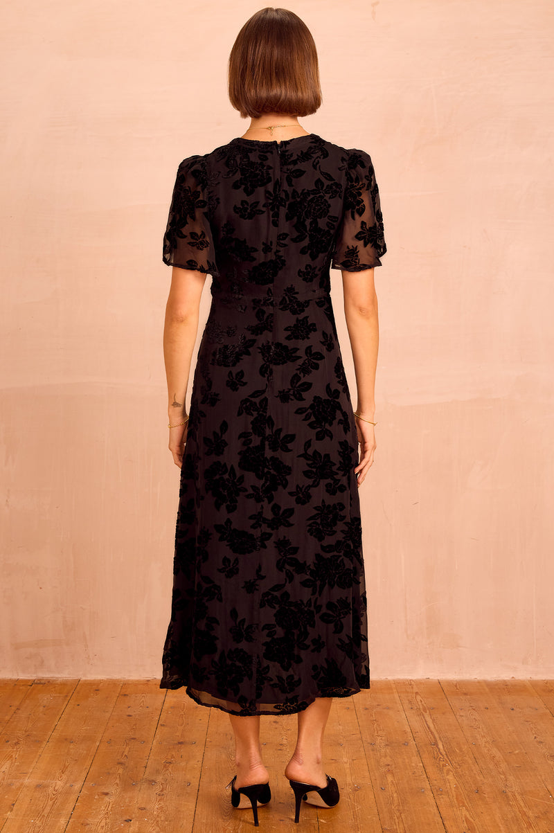 Anais Devore Dress | Black
