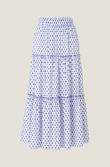 Bea Printed Organic Cotton Skirt | Lixus White/Cobalt