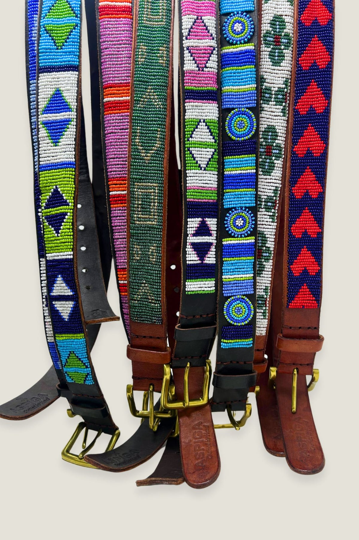Aspiga Sustainable Kenyan Beaded Belt Leather and Glass  display picture 1