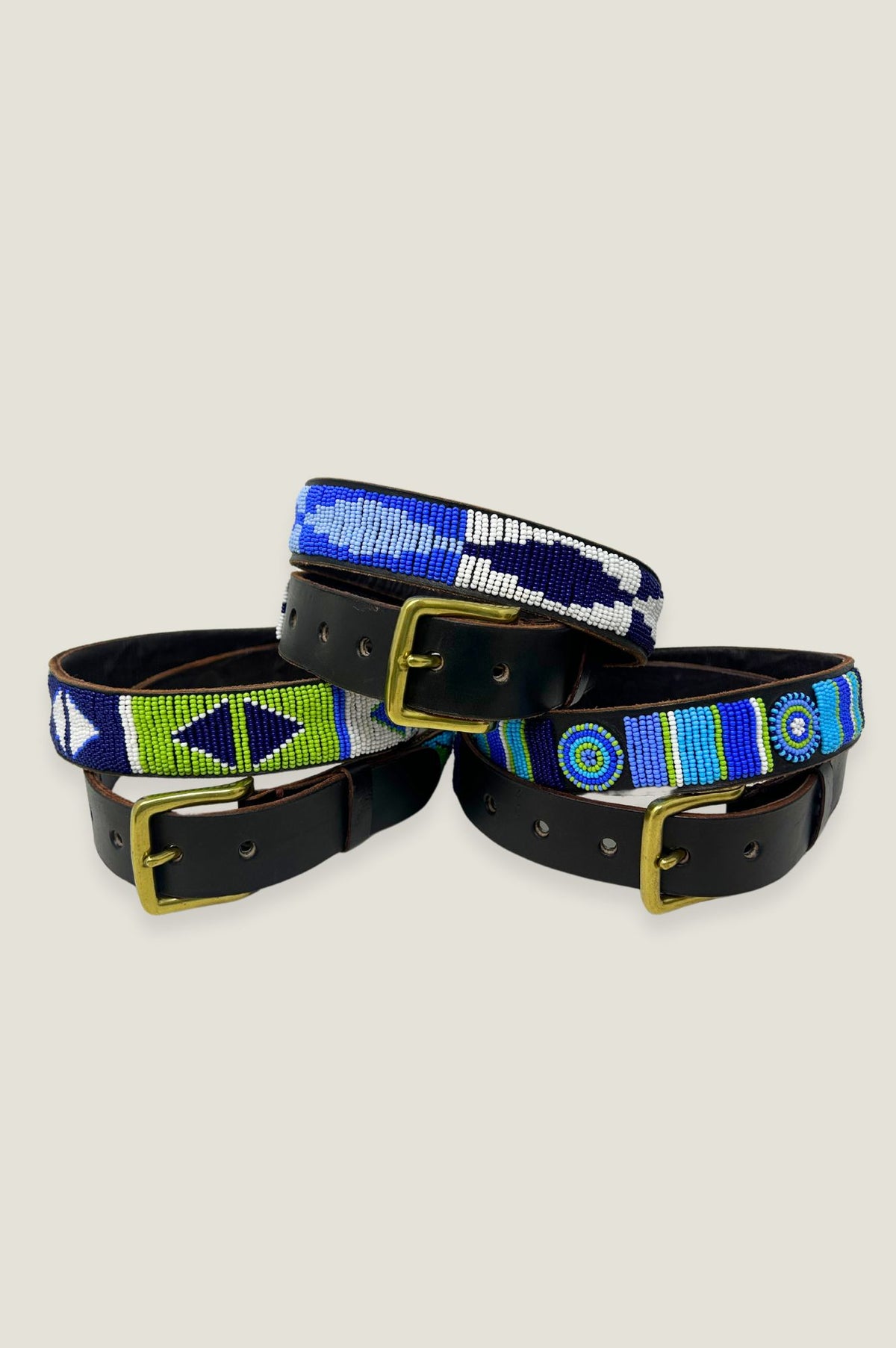 Aspiga Sustainable Kenyan Beaded Belt Leather and Glass 