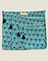 4 Pack Cotton Quilted Pouches | Teal/Navy