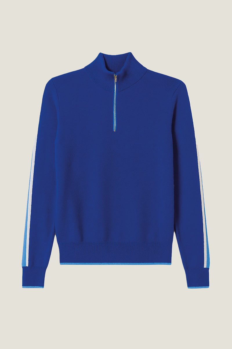 Aspiga Ladies Sustainable Overarm Stripe Quarter Zip Jumper Merino