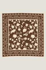 Block Print Scarf 70cm x 70cm | Cream/Chocolate