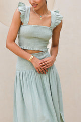 Bryony Cheesecloth Top | Light Khaki