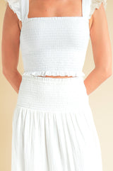 Bryony Organic Cotton Cheesecloth Top | White