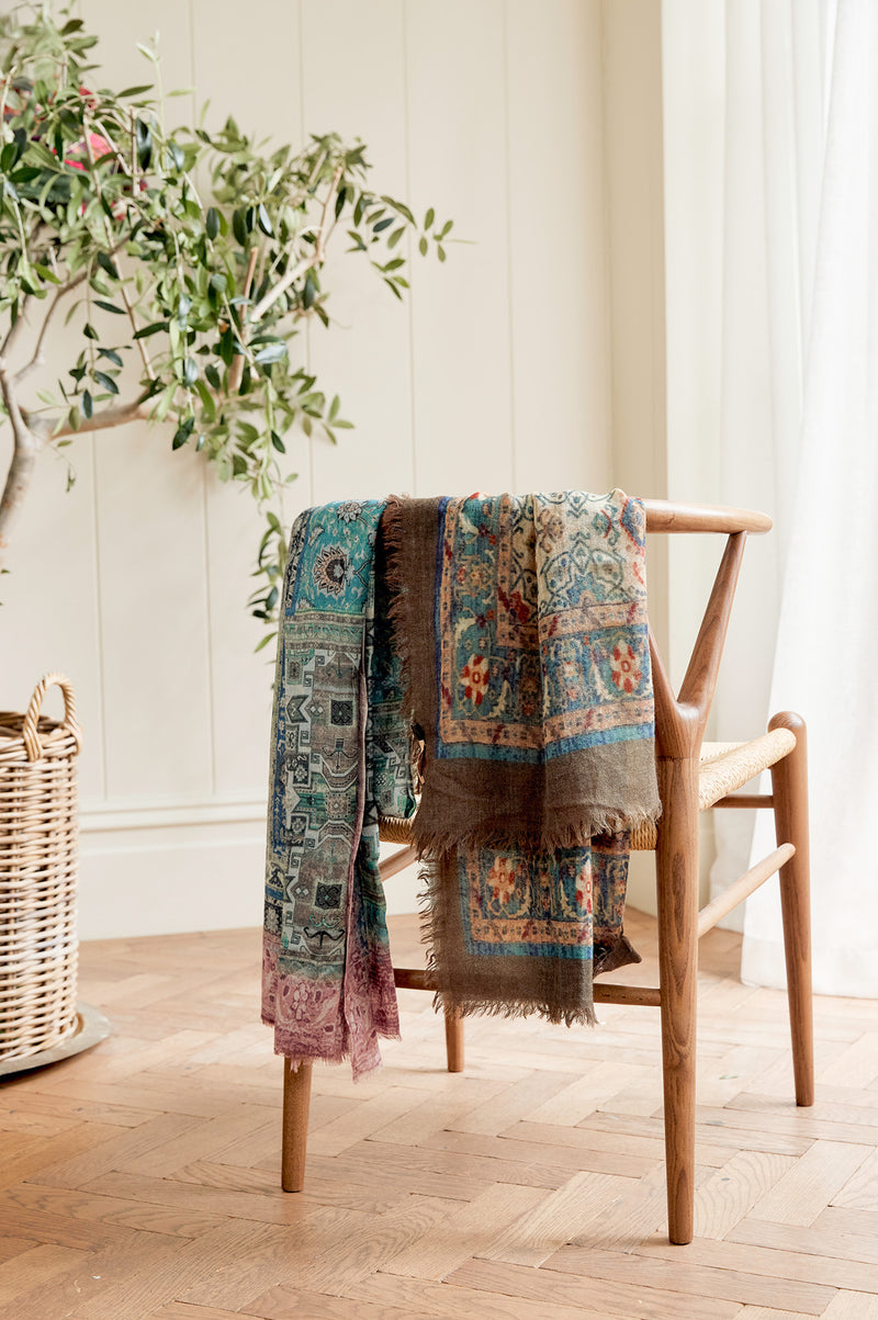 OMBRE Paisley Print square scarf | Multicoloured