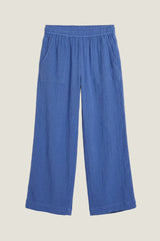 Cropped Organic Cotton Cheesecloth Trouser | Cobalt