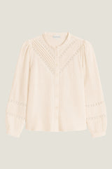 Chevron Lace Organic Cotton Cheesecloth Shirt | Ecru