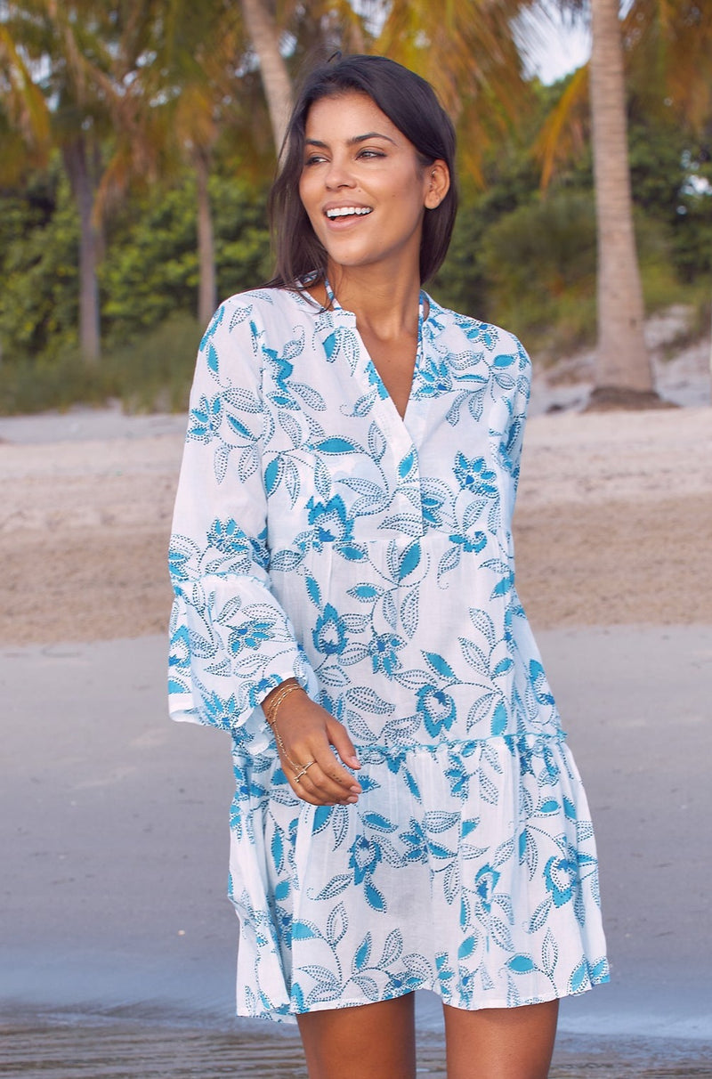 Cristina-Thin-Cotton-Kaftan-Waterlily-Blue