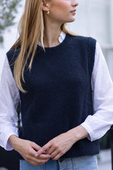 Alpaca Blend Knitted Tank | Navy