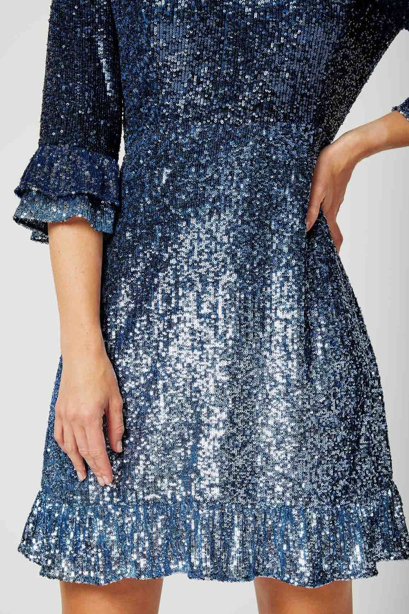 Sequin Mini Victoria Dress | Blue Ombre