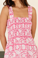 Rhianna Organic Cotton Dress | Pink/White