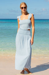 Bryony Organic Cotton Cheesecloth Top | Sky Blue
