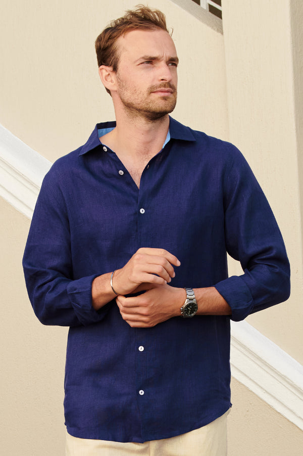 Men's Linen Shirt | Navy