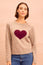 Cashmere Blend Hearts Crew Neck Jumper | Oat/Fig
