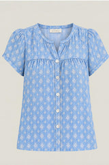 Lisbon Viscose Crinkle Blouse | Star Blue/White