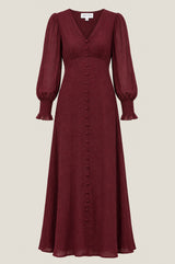 Long Sleeve Sally Anne Dress | Burgundy