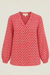 Clea Viscose Crinkle Blouse | Lixus Pink/White
