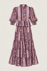 Moxi Peplum Maxi Dress | Burgundy/Pink