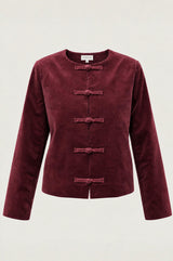 Cropped French Knot Jacket | Burgundy