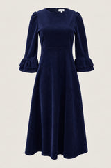 Elizabeth Stretch Corduroy Midi Dress | Atlantic Blue