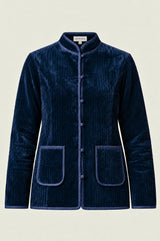 Velvet Quilted Jacket | Navy