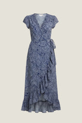 Demi EcoVero™ Wrap Dress | Circle Navy/White