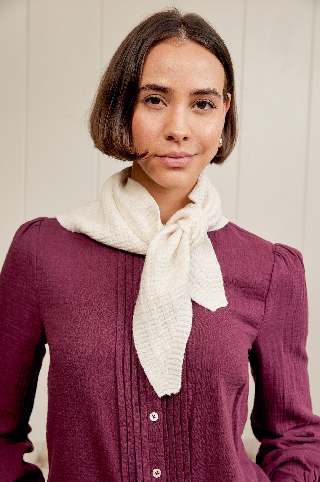 Aspiga Womens Merino Wool Tie Neck Merino Wool Scarf Cream