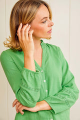 Mina Organic Cotton Cheesecloth Blouse | Green