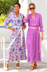 Maeve-Satin-Dress-Fantasy-Forest-Cream-Purple