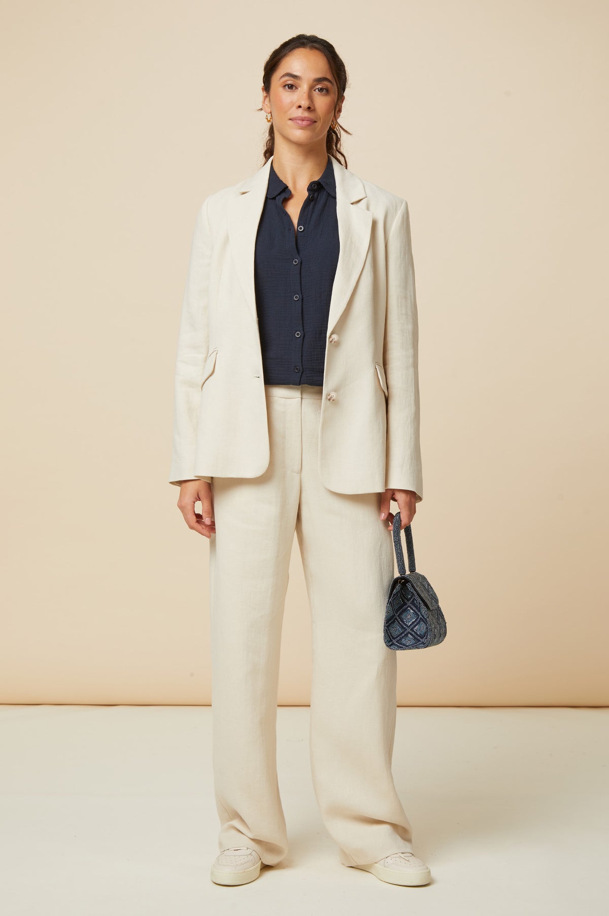 ladies store cream evening trousers