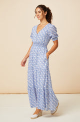 Billie Short Sleeve Dress | Clover Arches Blue/White