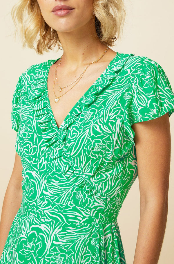 Demi EcoVero™ Wrap Dress | Green/White