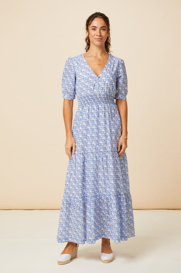 Billie Short Sleeve Dress | Clover White/Blue