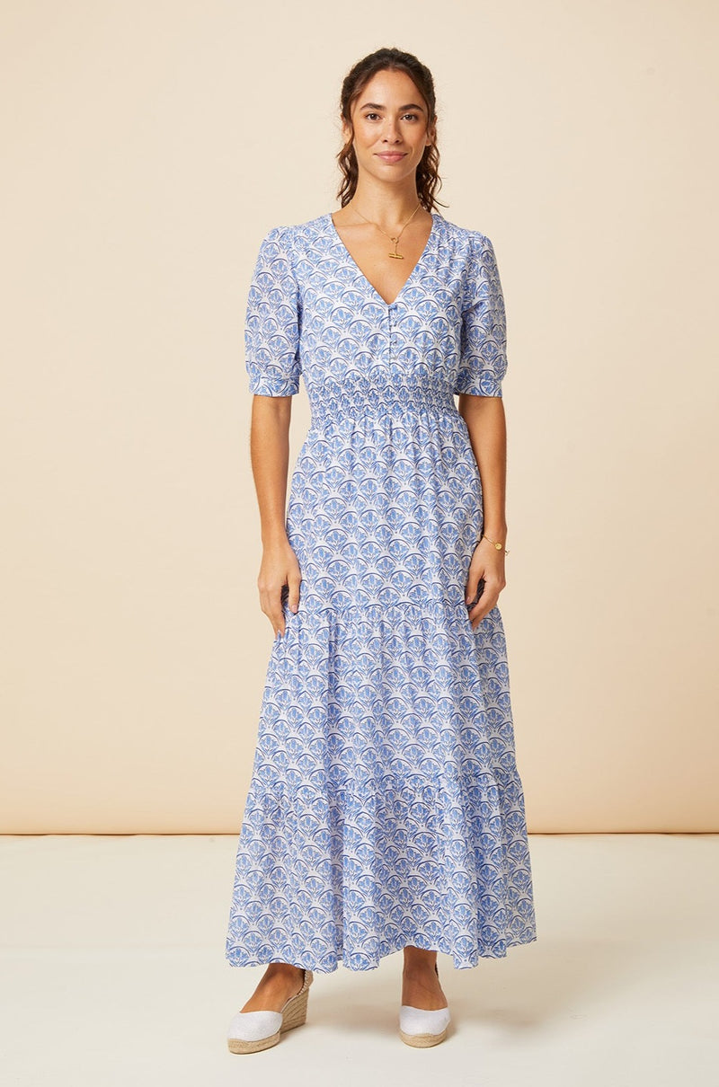 Billie Short Sleeve Dress | Clover Arches Blue/White